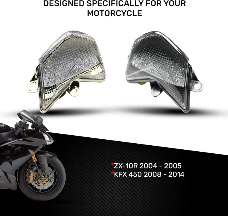 aVDB-moto LED-Bremslicht mit integrierten Blinker kompatibel mit Kawasaki ZX10R 2004/2005 (Klar), Kl