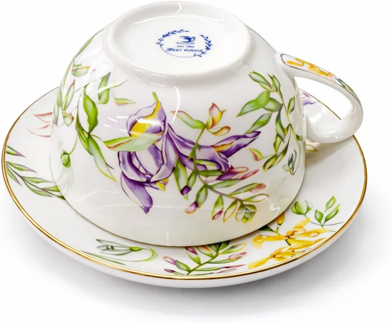 Porcelain Tea for One Set Beautiful Flower Ceramic Teapot with Cup Gifted Box (Tulip), Tulip
