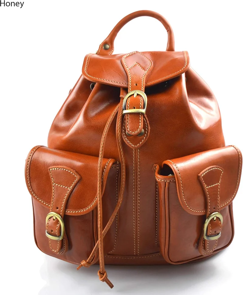 Rucksack leder honig rucksack damen herren reisetasche kalbsleder rucksack leder rucsack schulrucksa