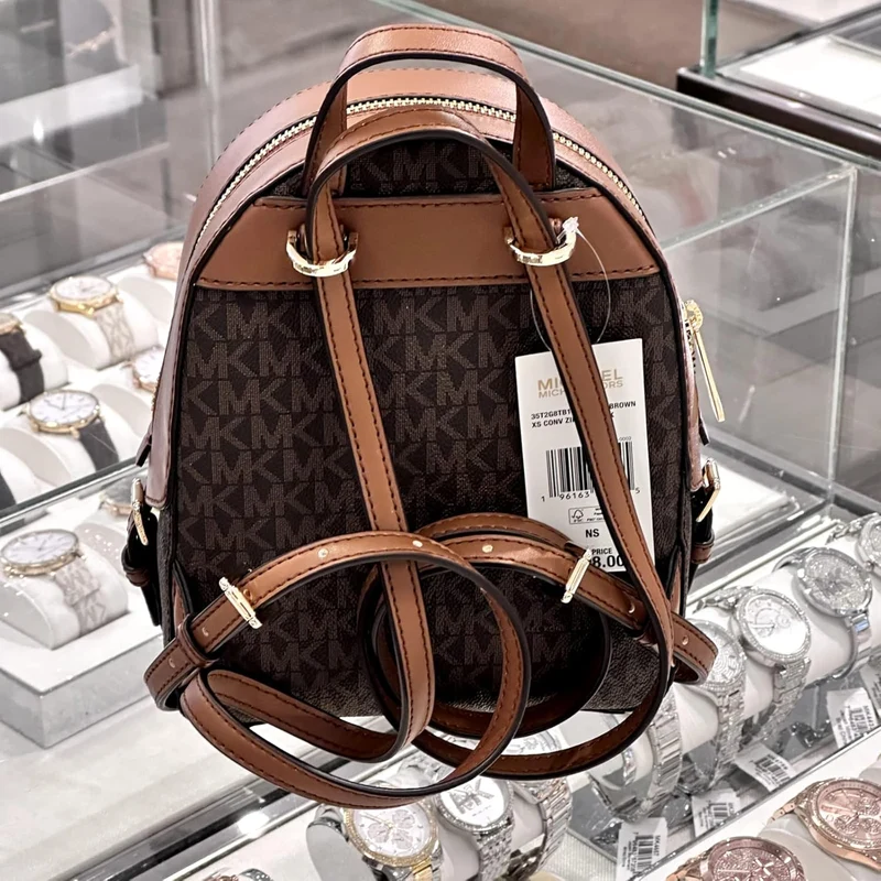 Michael Kors Jaycee XS Mini Convertible Rucksack MK Signature Crossbody Braun, Braun