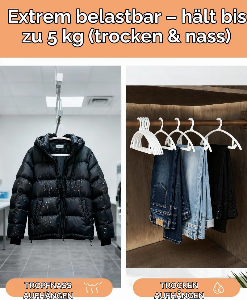 ABHENG 30 Stück Kunststoffbügel, Hochwertig Robuste Schlanke Platzsparende Bügel,Kleiderbügel für Pu