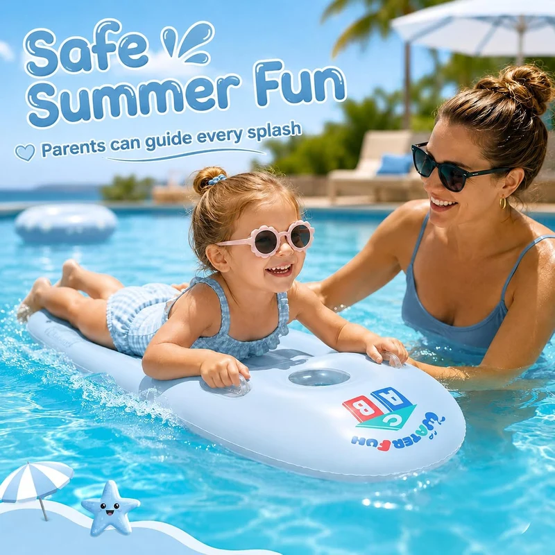 dellyy Aufblasbares Bodyboard für Kinder mit Griffen Blau, Blau