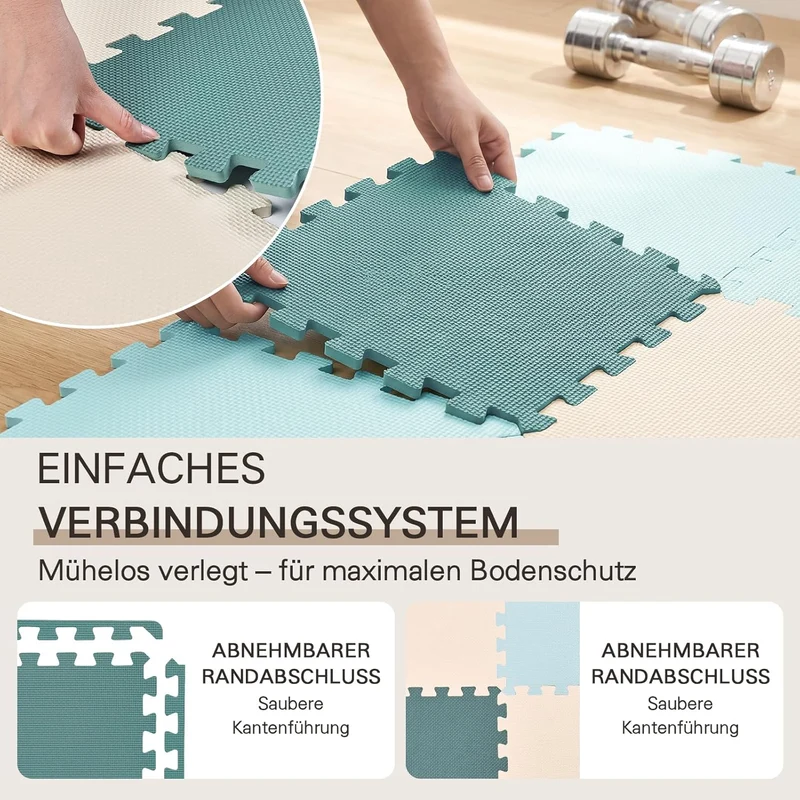 Bodenschutzmatte Fitness Set [31x31cm] - 24pc - Eva Sportmatte Fitnessmatte rutschfest, Bodenmatte f