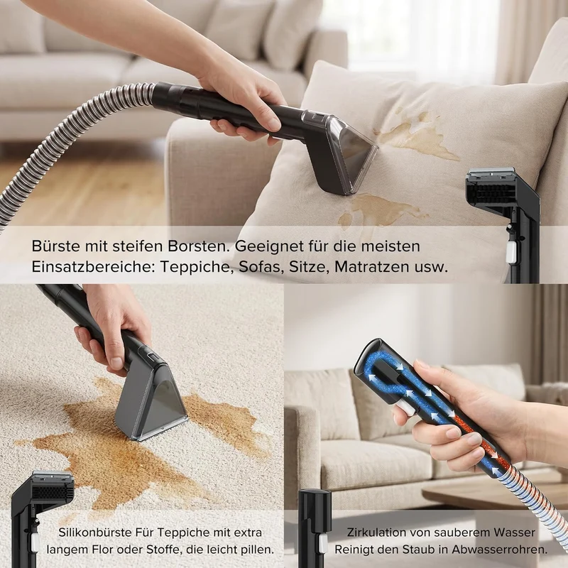 Nasssauger Polsterreiniger Gerät | 600 W Polsterreiniger mit 22.000 Pa Saugleistung | Teppichreinige