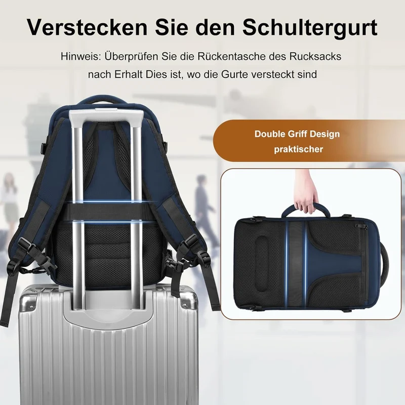 MATEIN Rucksack Handgepäck Flugzeug, Ryanair Rucksack 40x20x25, 20L Klein Damen Erweiterbar Daypack,