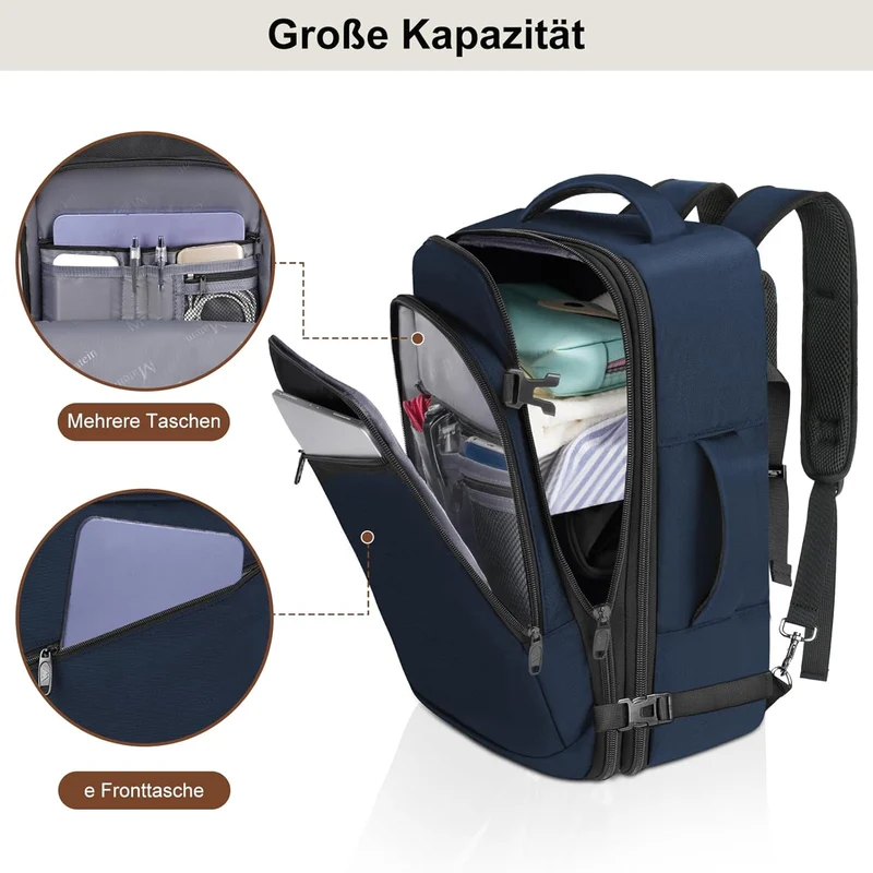 MATEIN Rucksack Handgepäck Flugzeug, Ryanair Rucksack 40x20x25, 20L Klein Damen Erweiterbar Daypack,