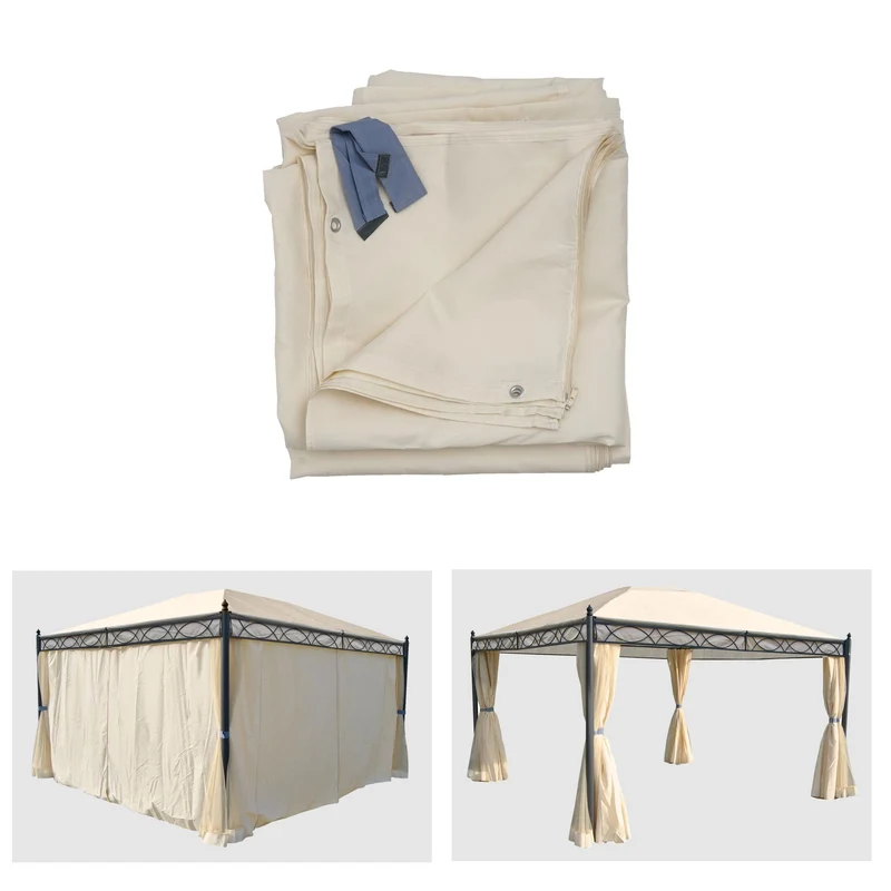 Mendler 4er-Set Seitenwand für Pergola Cadiz-AM, Polyester - Creme, Creme