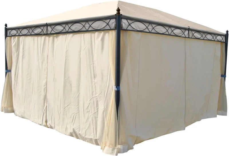 Mendler 4er-Set Seitenwand für Pergola Cadiz-AM, Polyester - Creme, Creme