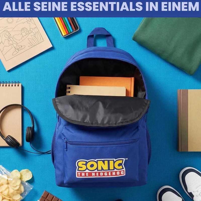 Get Trend Sonic The Hedgehog Schulrucksack Jungen, 46cm, Verstellbarer Reisetasche, Gepolsterte Gros