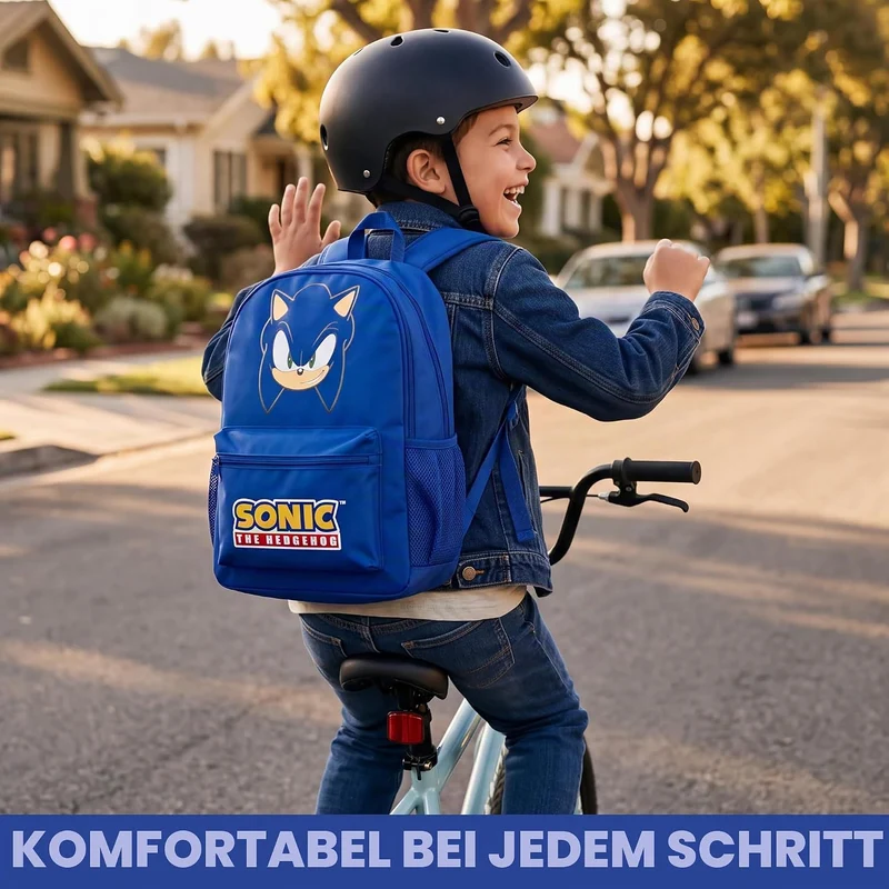 Get Trend Sonic The Hedgehog Schulrucksack Jungen, 46cm, Verstellbarer Reisetasche, Gepolsterte Gros