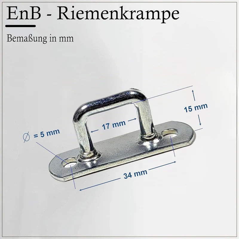 EnB Riemenkrampe 15x34 mm – 20 Stück verzinkte Planenhaken Made in Germany – extrem widerstandsfähig