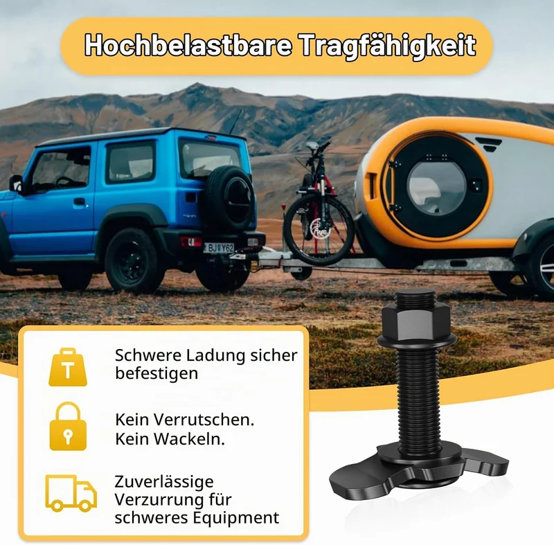 Schraubfitting Airlineschiene, 6 Stück M10x45 Endbeschlag Single | Airlineschiene Fitting Zurrschien
