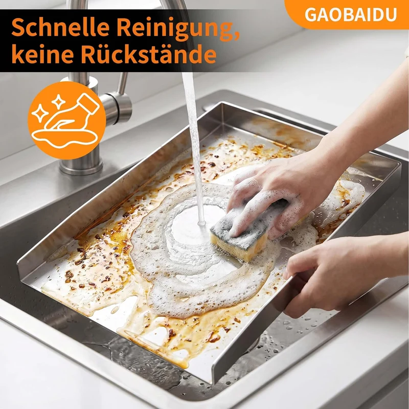 Edelstahl-Grillplatte – Dick & Rostfrei, inkl. 2 Grillspachteln & 5 Spiessen – Für die meisten Gas-