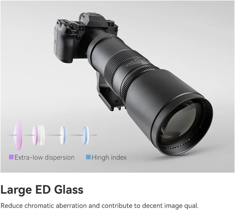 TTARTISAN 500 mm F/6.3 Teleobjektiv für L-Mount, Vollbild, manueller Fokus, Prime-Superteleobjektiv,