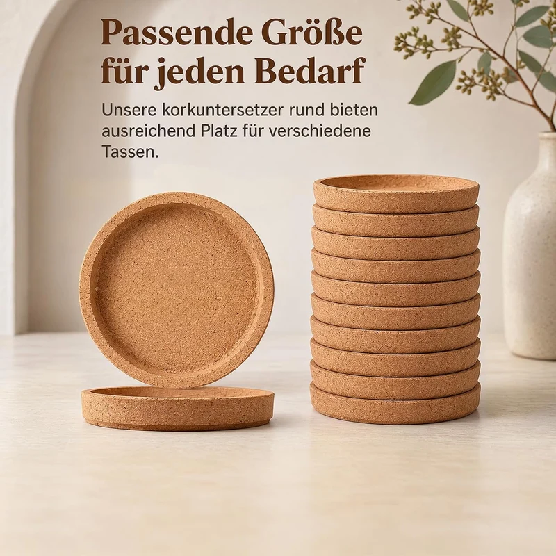 16 Stück Korkuntersetzer Rund, Korkuntersetzer Rund Mit Rand, Untersetzer Yellow, Yellow
