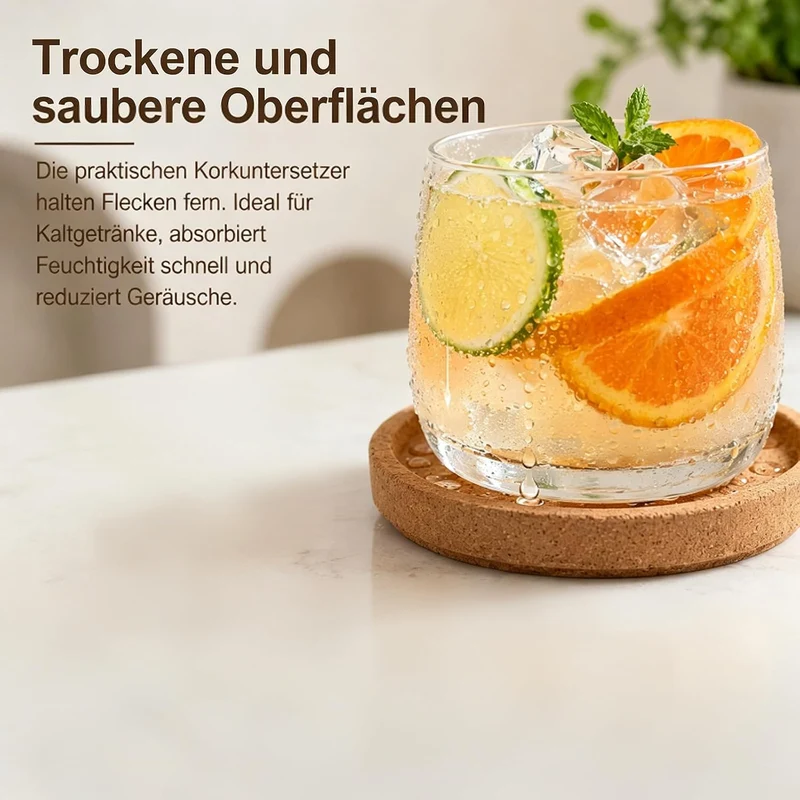 16 Stück Korkuntersetzer Rund, Korkuntersetzer Rund Mit Rand, Untersetzer Yellow, Yellow