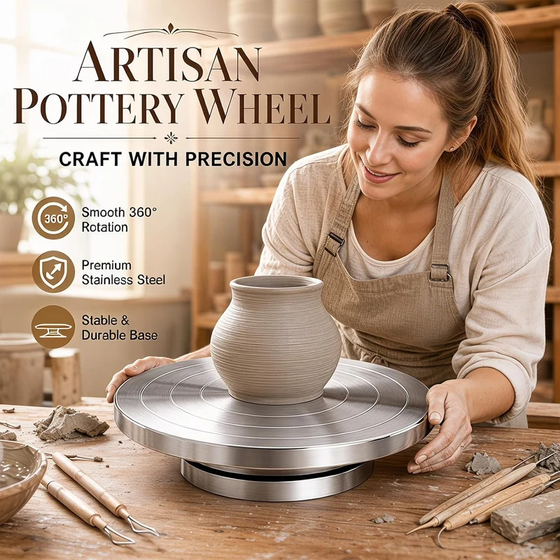 Drehbare Töpferscheibe Aluminium Drehscheibe Craft Clay Drehteller, DIY Tonwerkzeuge Doppelseitige K