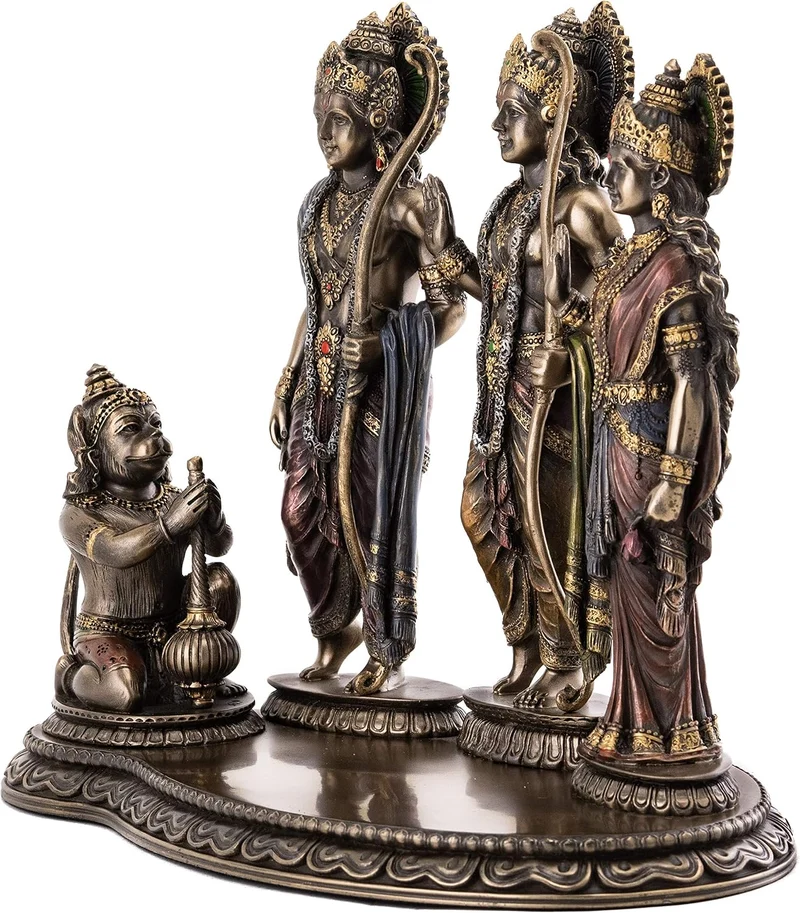 Top Collection Statue Rama, Sita und Lakshmana, aus kaltgegossener Bronze, 26,7 x 19,1 cm