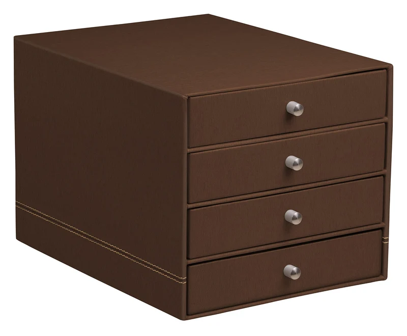 Rhodia 194570C - Schubladenbox mit 4 Laden, 24, 8x32, 7x22, 8 cm, aus Kunstleder, elegant und prakti