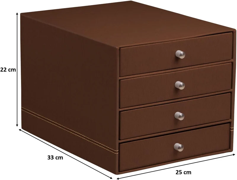 Rhodia 194570C - Schubladenbox mit 4 Laden, 24, 8x32, 7x22, 8 cm, aus Kunstleder, elegant und prakti