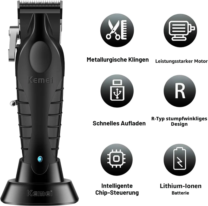 KEMEI Haarschneidemaschine für Herren, professionelle, schnurlose, elektrische Friseurschneidemaschi