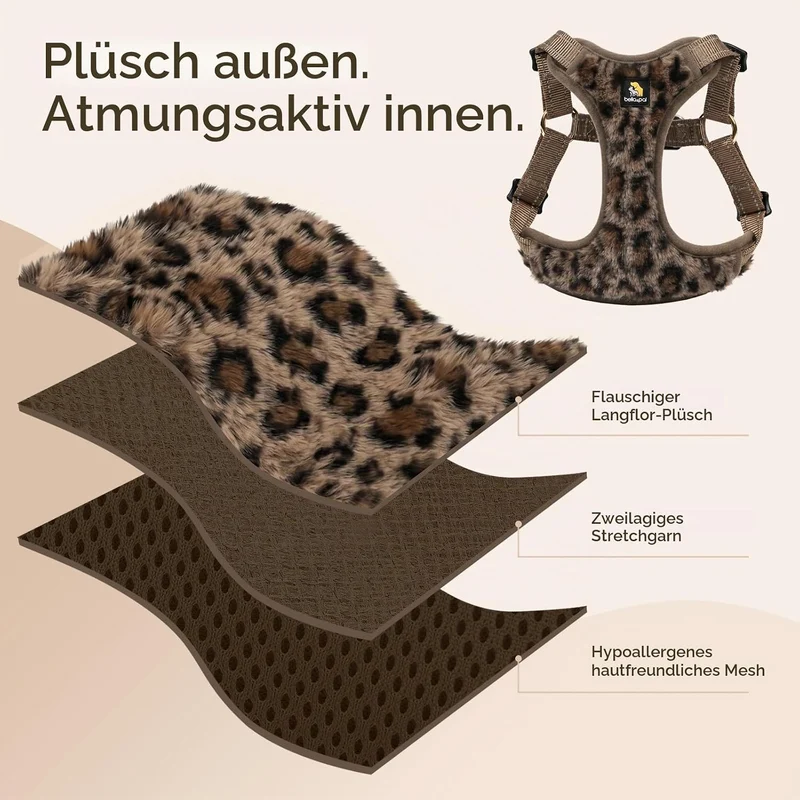 BELLA & PAL Hundegeschirr mit Leine Set, Step-in Geschirr für Welpen/kleine/mittelgrosse Hunde, weic