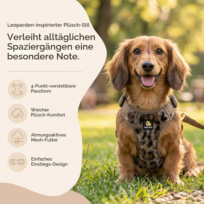 BELLA & PAL Hundegeschirr mit Leine Set, Step-in Geschirr für Welpen/kleine/mittelgrosse Hunde, weic