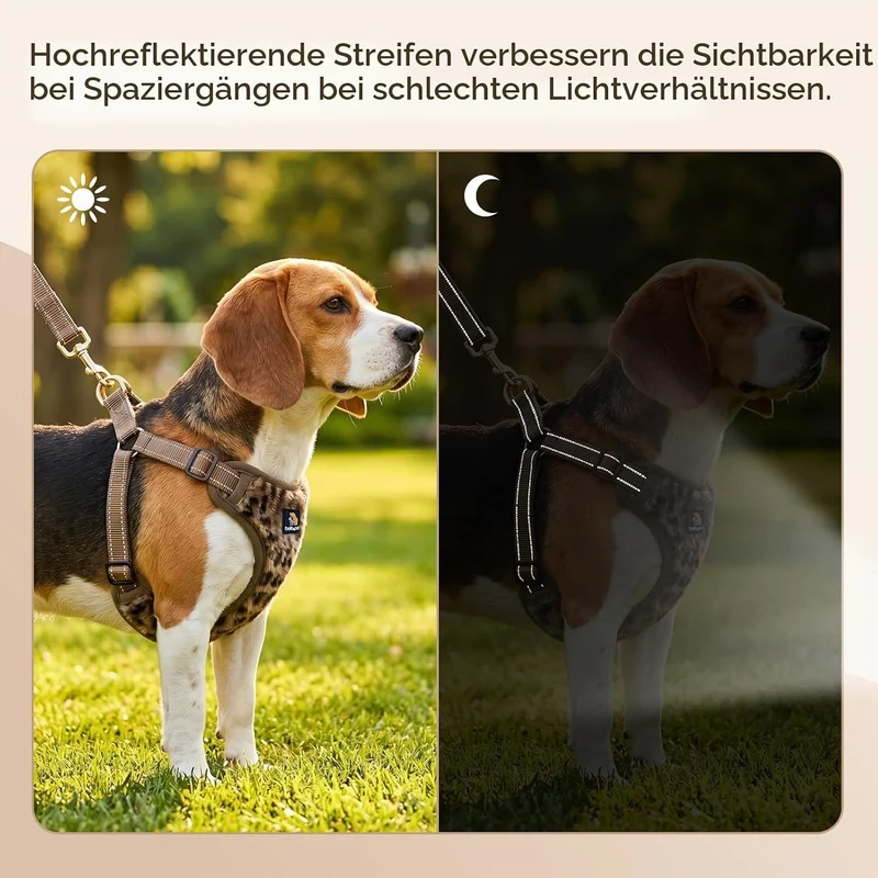 BELLA & PAL Hundegeschirr mit Leine Set, Step-in Geschirr für Welpen/kleine/mittelgrosse Hunde, weic