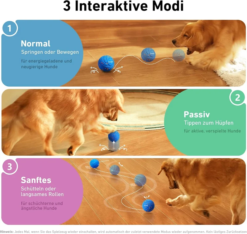 Cheerble Wicked Ball AIR - Interaktiver Hundeball mit 3 Spielmodi, Blau, Blau