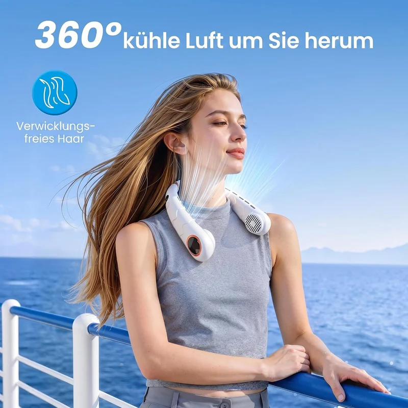YAZEKY Tragbarer USB Nackenventilator Leise(Weiss Neu), Weiss Neu