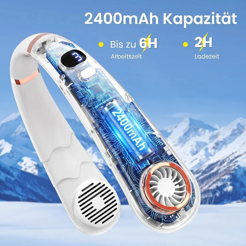 YAZEKY Tragbarer USB Nackenventilator Leise(Weiss Neu), Weiss Neu