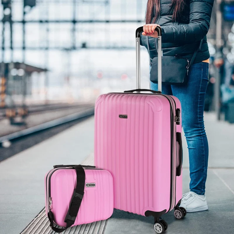 Hartschalenkoffer Gross, Reisekoffer Mit Rollen Gross - Robustes Reisegepäck Rosa M + XS, Rosa M + X
