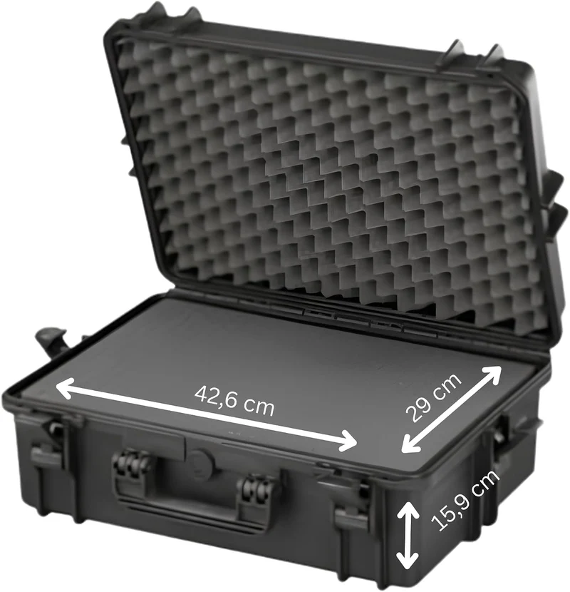 TOMcase Outdoor Schutzkoffer wasserdicht 47x37x18 cm - Hardcase Koffer IP67 Schwarz, Schwarz