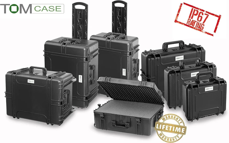 TOMcase Outdoor Schutzkoffer wasserdicht 47x37x18 cm - Hardcase Koffer IP67 Schwarz, Schwarz