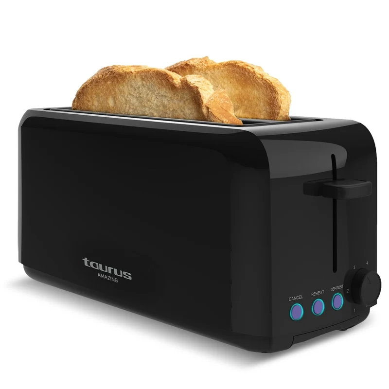 Taurus Amazing TO3000 - Brotröster 1450W, 2 extra lange und extra breite Schlitze, 6 Toaststufen, 3