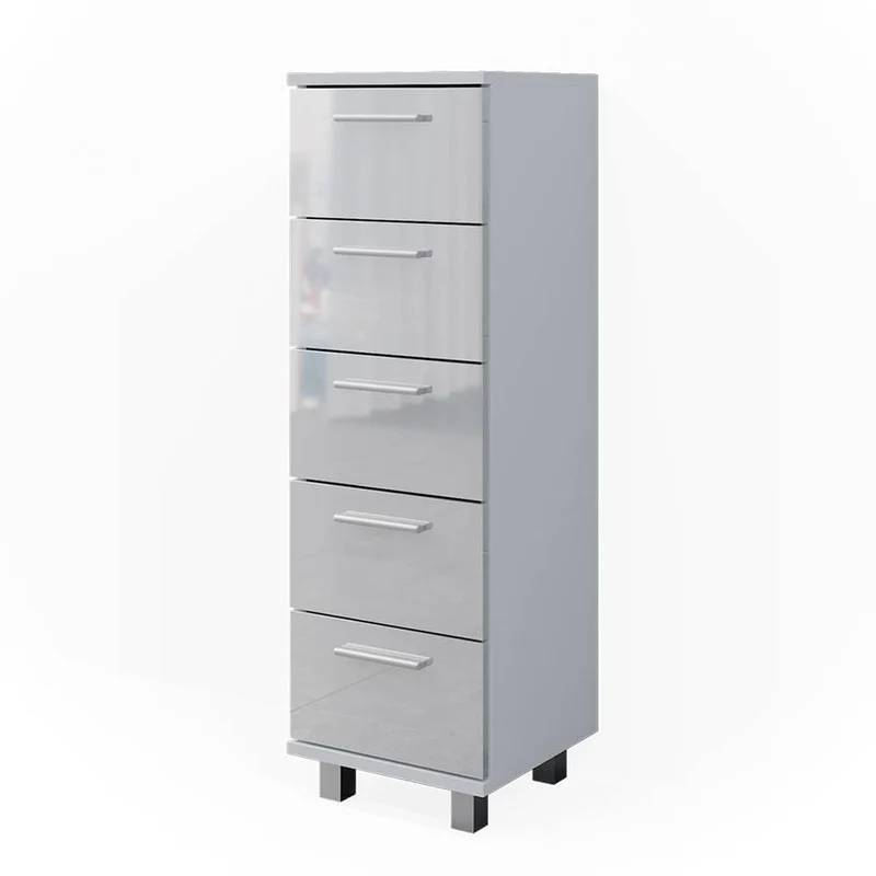 Vicco Badschrank Ilias, Weiss Hochglanz, 30 x 95 cm, Weiss Hochglanz