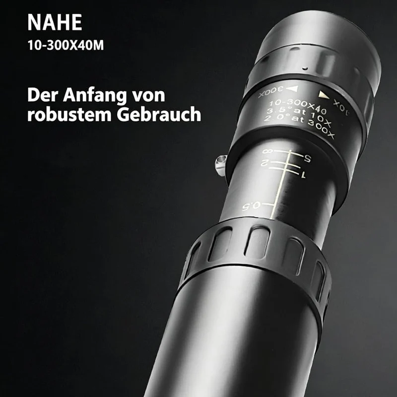 Zoom Monokular Fernglas, 10-300x40mm, Hochvergrösserung HD, Mini-Teleskop für Outdoor, Vogelbeobacht