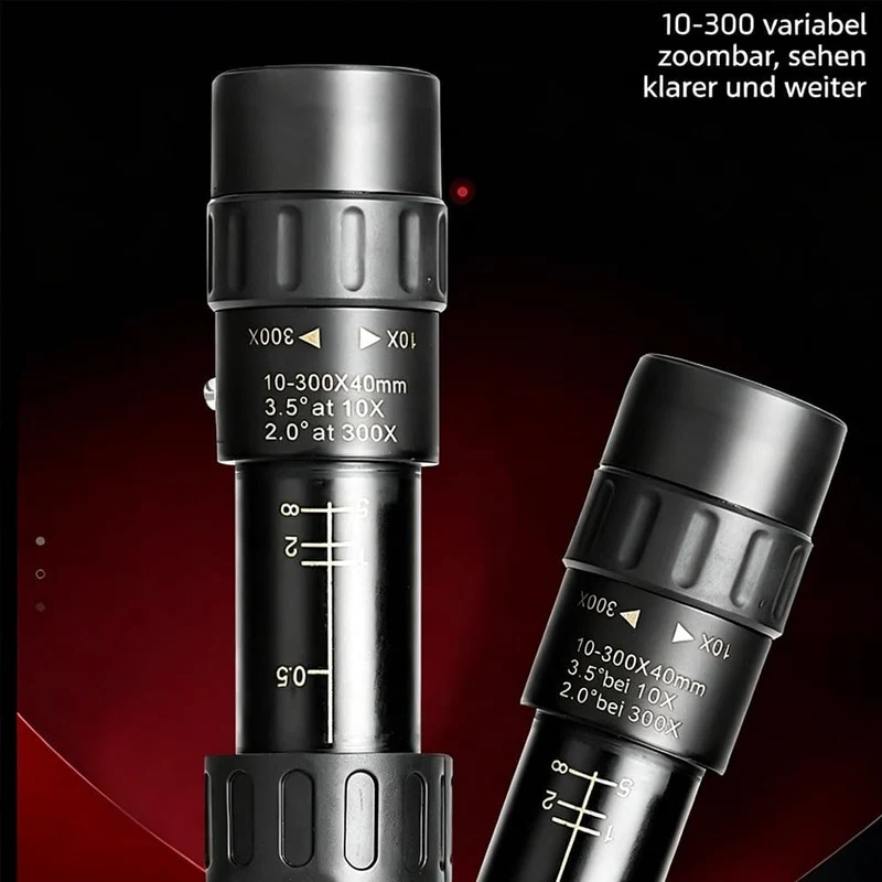 Zoom Monokular Fernglas, 10-300x40mm, Hochvergrösserung HD, Mini-Teleskop für Outdoor, Vogelbeobacht