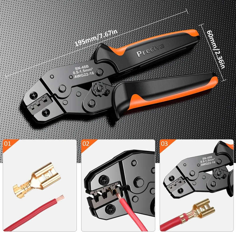 Preciva Set mit 400 Stück Crimpzangen und elektrischen Steckverbindern Faston und Kabelschuhe [0,5-1