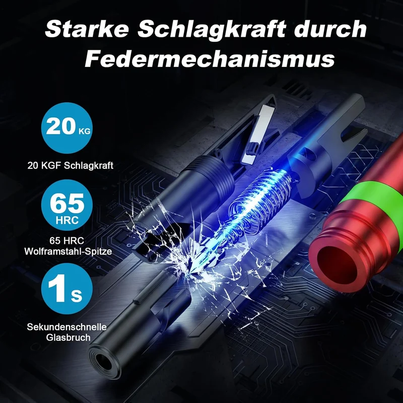 SUNFATT 3 Stück Notfallhammer Auto mit Gurtschneider – Nachleuchtend & aus Aluminium – 2 in 1 Autosc
