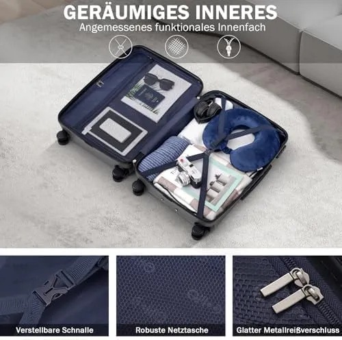 COOLIFE Koffer Trolley-Koffer Hartschalen-Koffer Rollkoffer Reisekoffervon ABS-Material mit TSA-Schl