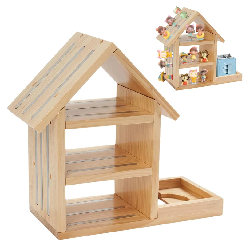 Haus-Form Regal für Tonie, Holz Wandregal Geeignet für TonieBox 1 und TonieBox 2, Magnetisches Regal