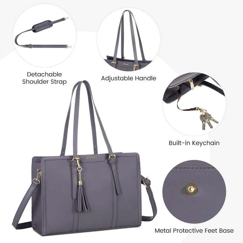 LOVEVOOK Laptoptasche 15,6 Zoll Handtasche Damen Umhängetasche Leder Tote Bag Women Shoulder Crossbo