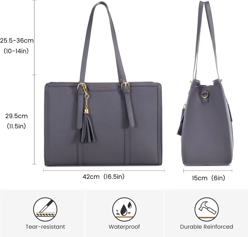 LOVEVOOK Laptoptasche 15,6 Zoll Handtasche Damen Umhängetasche Leder Tote Bag Women Shoulder Crossbo