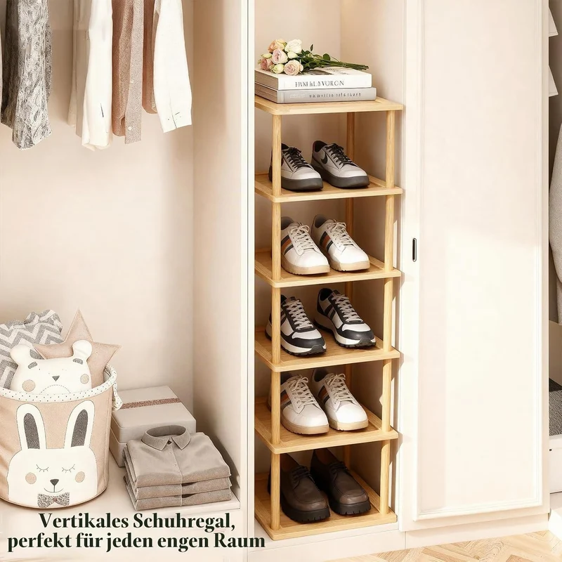 Aniston Vertikales kleines Schuhregal mit 6 Ebenen, freistehend schmal Schuhregal Organizer für Gara