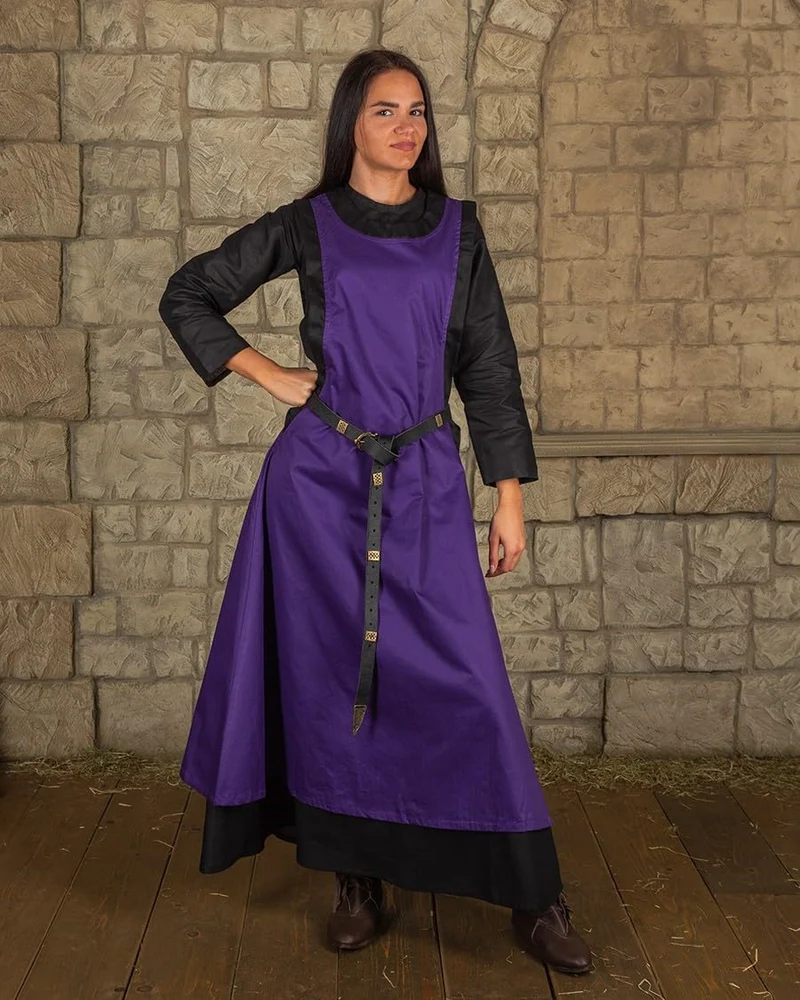 MYTHOLON Juliana Kleid Baumwolle lila, S, Kleid Mittelalter Damen, LARP, Cosplay, Wikinger S Lila, S