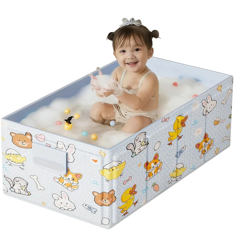 Babybadewanne Faltbar, Tragbare Baby Badewanne für Neugeborene und Kleinkinder 0–3 Jahre, Platzspare