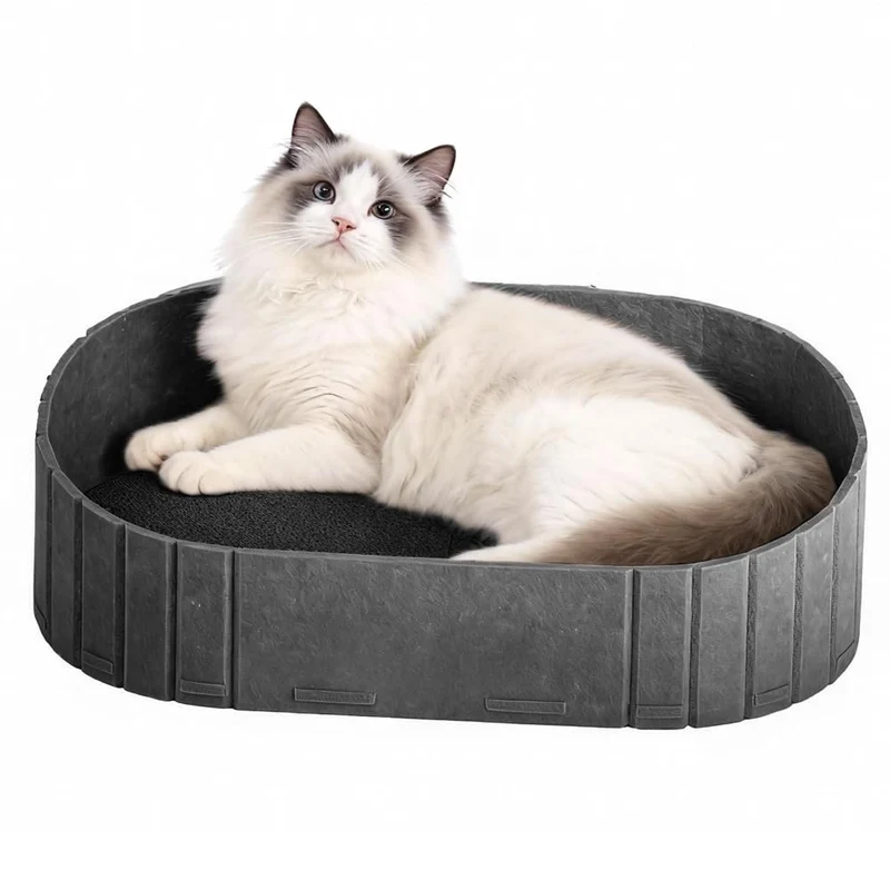 Kratzbrett für Katzen 61 cm, Grosses Kratzpappe in Sofa-Form, Runde Katzenbett aus Hochwertiger Filz