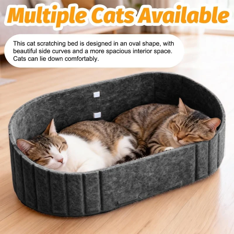 Kratzbrett für Katzen 61 cm, Grosses Kratzpappe in Sofa-Form, Runde Katzenbett aus Hochwertiger Filz
