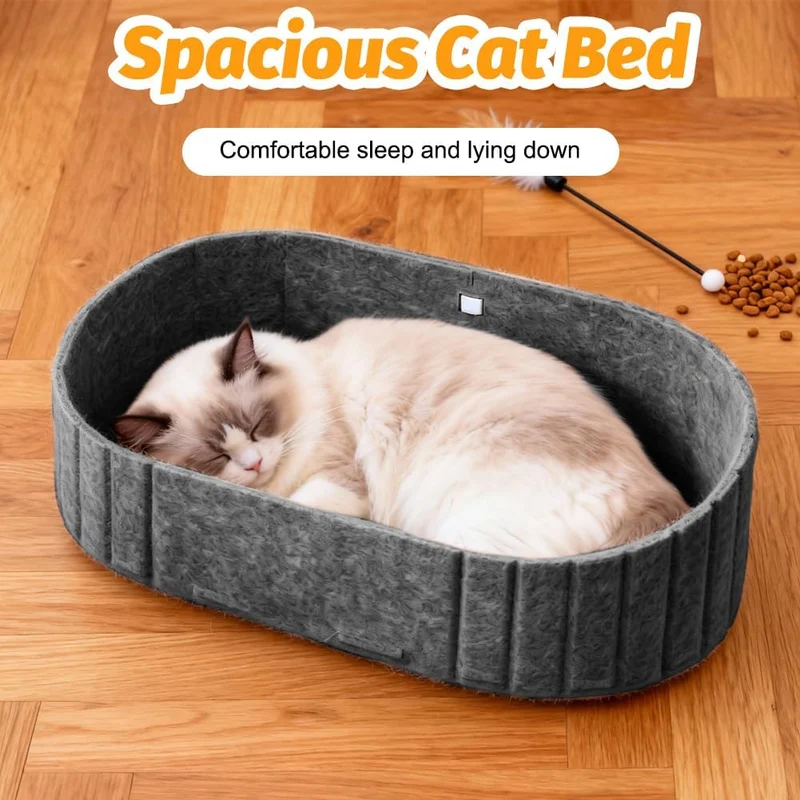 Kratzbrett für Katzen 61 cm, Grosses Kratzpappe in Sofa-Form, Runde Katzenbett aus Hochwertiger Filz